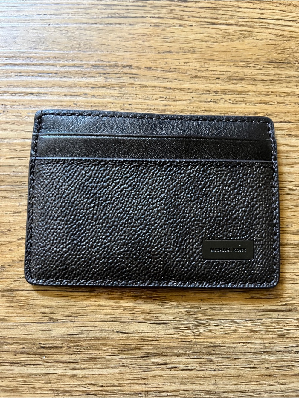 Michael Kors Mens Cooper Pebbled Leather Slim Card Case Wallet Credit Card